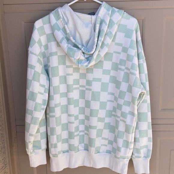 Wild fable woman’s xs Green and white checker hoodie White shirt - Picture 5 of 8
